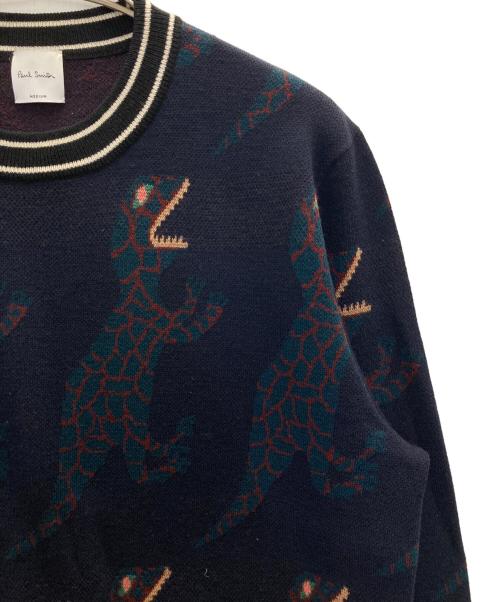PAUL SMITH（ポールスミス）Paul Smith (ポールスミス) DINOSAUR REPEAT JACQUARD SWEATER ネイビー サイズ:Ⅿの古着・服飾アイテム