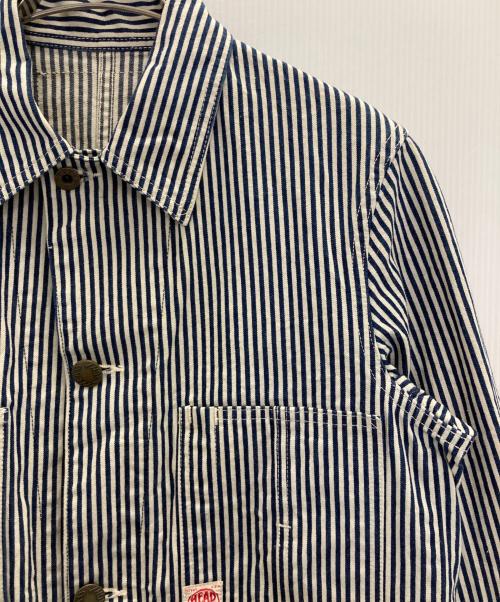 HEAD LIGHT（ヘッド ライト）HEAD LIGHT (ヘッド ライト) 11oz. EXPRESS STRIPE WW II WORK COAT ホワイト×インディゴ サイズ:36の古着・服飾アイテム