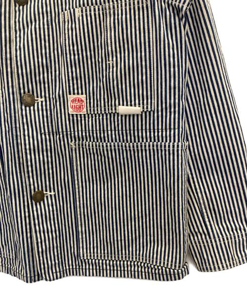 HEAD LIGHT（ヘッド ライト）HEAD LIGHT (ヘッド ライト) 11oz. EXPRESS STRIPE WW II WORK COAT ホワイト×インディゴ サイズ:36の古着・服飾アイテム