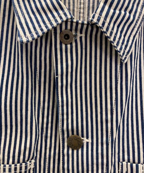 HEAD LIGHT（ヘッド ライト）HEAD LIGHT (ヘッド ライト) 11oz. EXPRESS STRIPE WW II WORK COAT ホワイト×インディゴ サイズ:36の古着・服飾アイテム