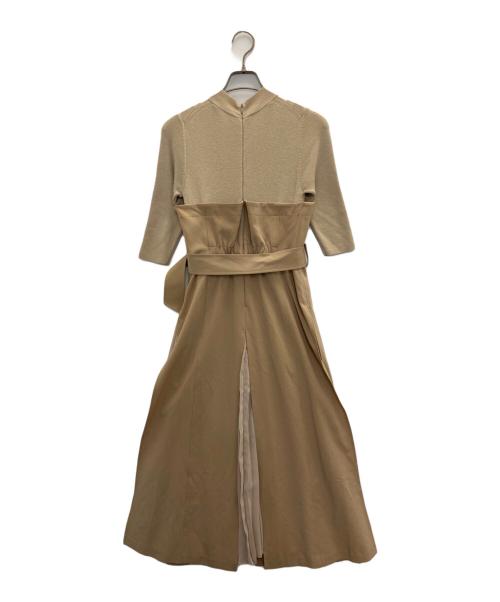 FRAY ID（フレイ アイディー）FRAY ID (フレイ アイディー) プリーツコンビベアワンピ ベージュの古着・服飾アイテム
