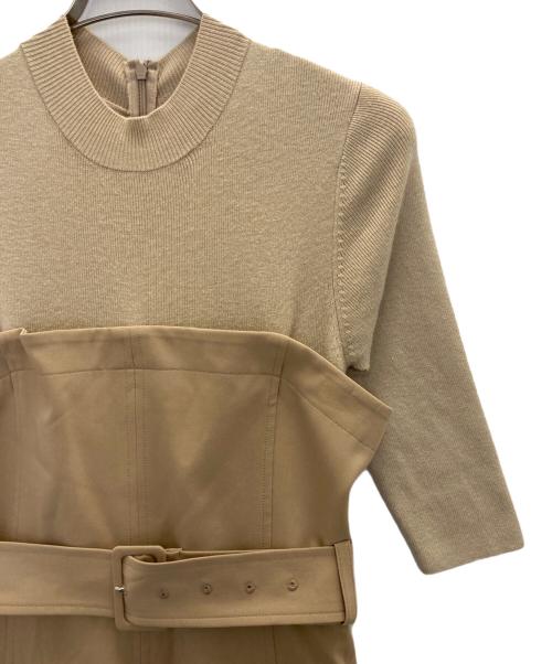 FRAY ID（フレイ アイディー）FRAY ID (フレイ アイディー) プリーツコンビベアワンピ ベージュの古着・服飾アイテム