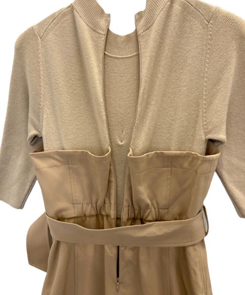 FRAY ID（フレイ アイディー）FRAY ID (フレイ アイディー) プリーツコンビベアワンピ ベージュの古着・服飾アイテム