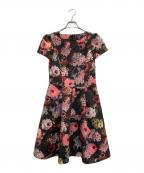 M'S GRACYエムズグレイシー）の古着「フラワーフレンチスリーブOP」｜ブラック