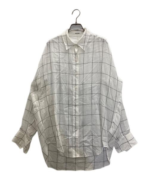 Whim Gazette（ウィムガゼット）Whim Gazette (ウィムガゼット) シアーチェックオーバーシャツ ホワイト サイズ:FREEの古着・服飾アイテム