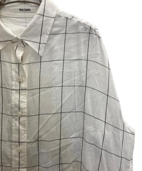 Whim Gazette（ウィムガゼット）Whim Gazette (ウィムガゼット) シアーチェックオーバーシャツ ホワイト サイズ:FREEの古着・服飾アイテム