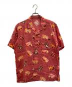 PAPASパパス）の古着「リネンアロハシャツ」｜レッド