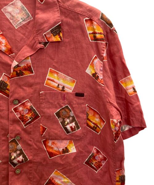 PAPAS（パパス）PAPAS (パパス) リネンアロハシャツ レッド サイズ:Ｍの古着・服飾アイテム