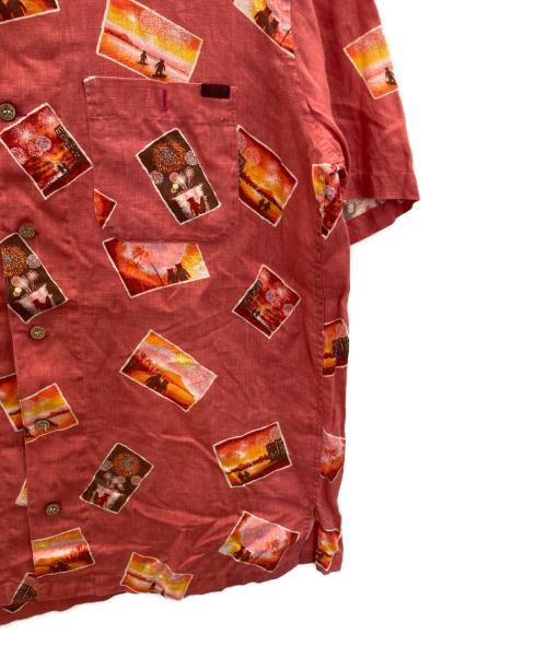 PAPAS（パパス）PAPAS (パパス) リネンアロハシャツ レッド サイズ:Ｍの古着・服飾アイテム