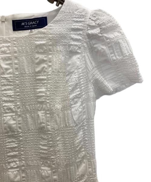 M'S GRACY（エムズグレイシー）M'S GRACY (エムズグレイシー) シアー格子柄ワンピース ホワイト サイズ:38の古着・服飾アイテム
