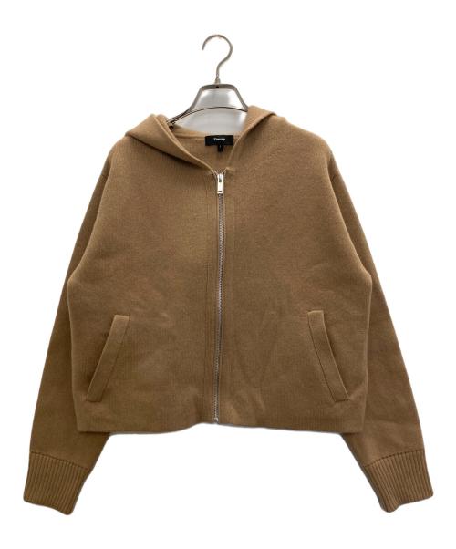 theory（セオリー）theory (セオリー) カシミア混 ジップアップ ニットパーカー ブラウン サイズ:Sの古着・服飾アイテム