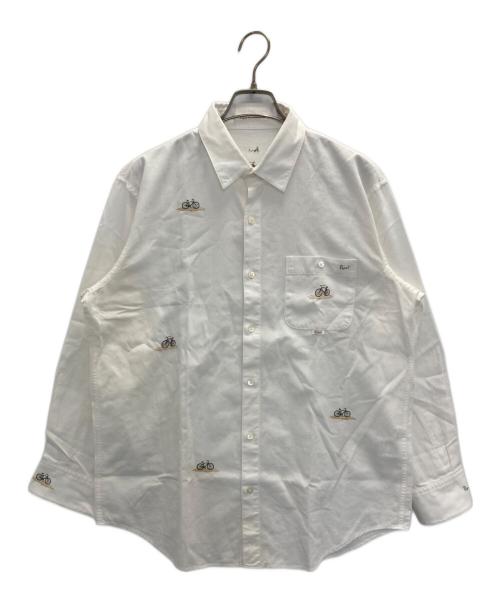 PAPAS（パパス）PAPAS (パパス) 刺繍コットンフランネルシャツ ホワイト サイズ:Ｌの古着・服飾アイテム