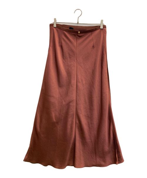 DRAWER（ドゥロワー）DRAWER (ドゥロワー) ポリエステルサテンフレアロングスカート ブラウン サイズ:40の古着・服飾アイテム
