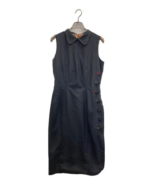 Paul Smith woman（ポールスミス ウーマン）Paul Smith woman (ポールスミス ウーマン) サイドボタンノースリーブワンピース ネイビー サイズ:40の古着・服飾アイテム