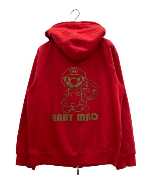 BABY MiLO（ベビーマイロ）BABY MiLO (ベビーマイロ) マリオコラボジップパーカー レッド サイズ:Ⅼの古着・服飾アイテム