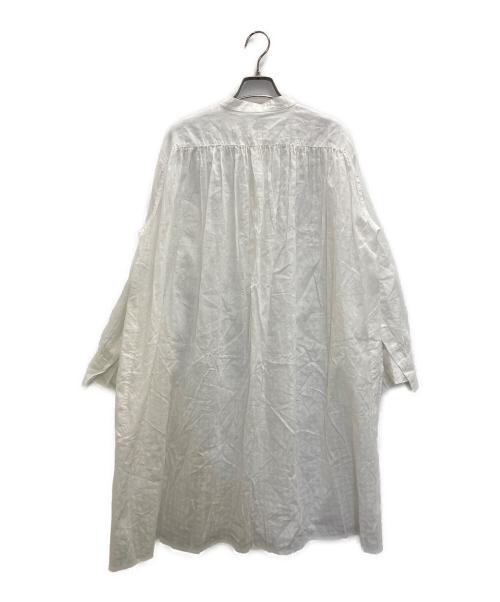 MACPHEE（マカフィー）MACPHEE (マカフィー) ラミーチェックボリュームギャザーリネンワンピース ホワイト サイズ:36の古着・服飾アイテム