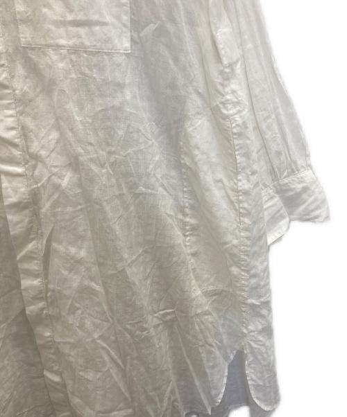 MACPHEE（マカフィー）MACPHEE (マカフィー) ラミーチェックボリュームギャザーリネンワンピース ホワイト サイズ:36の古着・服飾アイテム