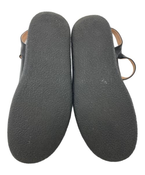 MOHI（モヒ）MOHI (モヒ) Tストラップ オープントゥ フラットシューズ ブラック サイズ:37の古着・服飾アイテム