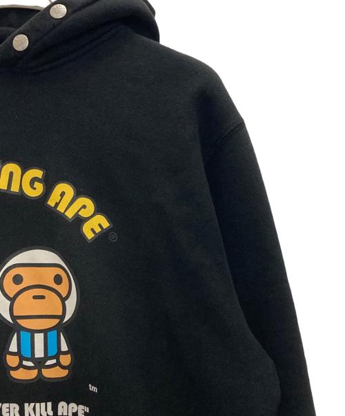 A BATHING APE（ア ベイシング エイプ）A BATHING APE (ア ベイシング エイプ) baby milo hoodie ブラック サイズ:XLの古着・服飾アイテム