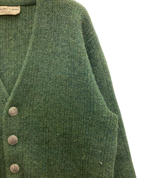 PURITAN SPORTS WEAR（プリタン スポーツ ウェア）PURITAN SPORTS WEAR (プリタン スポーツ ウェア) wool and acrylic metal button cardigan グリーン サイズ:Ⅿの古着・服飾アイテム