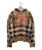 BURBERRY LONDONバーバリーロンドン）の古着「graffiti print checked hodie」｜ブラウン