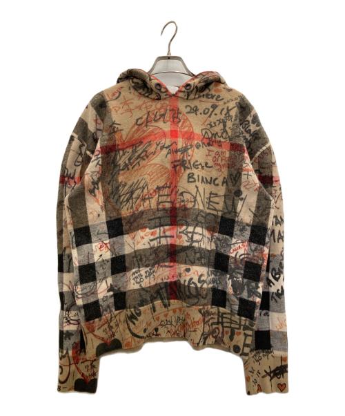 BURBERRY LONDON（バーバリーロンドン）BURBERRY LONDON (バーバリーロンドン) graffiti print checked hodie ブラウン サイズ:Ⅼの古着・服飾アイテム