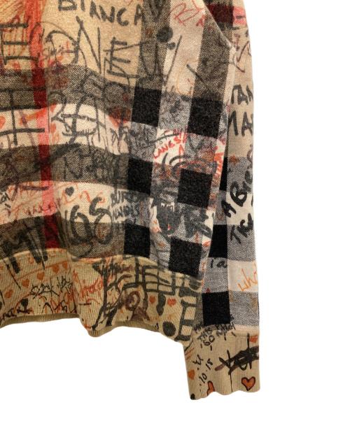 BURBERRY LONDON（バーバリーロンドン）BURBERRY LONDON (バーバリーロンドン) graffiti print checked hodie ブラウン サイズ:Ⅼの古着・服飾アイテム