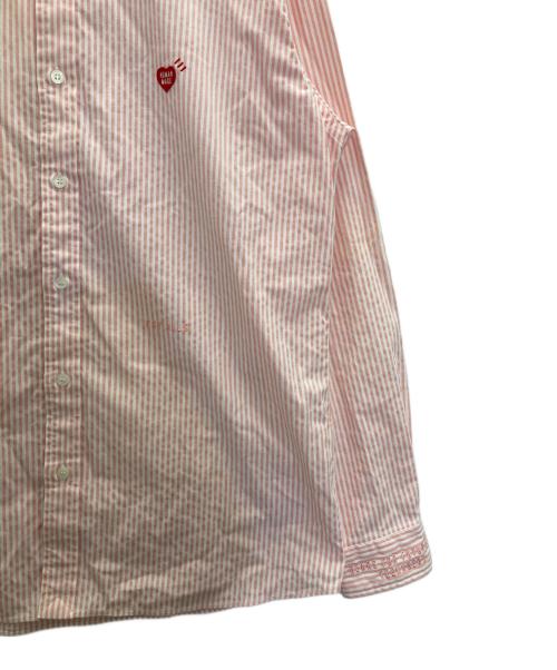 HUMAN MADE（ヒューマンメイド）HUMAN MADE (ヒューマンメイド) heart patch stripe shirts ピンク サイズ:Ⅼの古着・服飾アイテム
