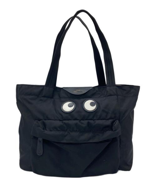 ANYA HINDMARCH（アニヤ・ハインドマーチ）ANYA HINDMARCH (アニヤ・ハインドマーチ) EYES ナイロントートバッグ ブラックの古着・服飾アイテム