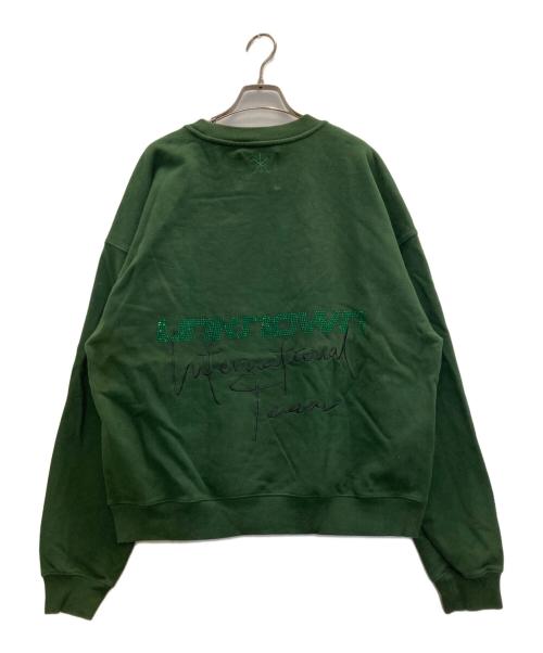 Unknown london（アンノウンロンドン）Unknown London (アンノウンロンドン) ラインストーンロゴスウェット グリーン サイズ:Ⅿの古着・服飾アイテム