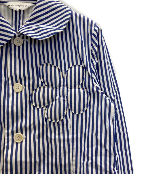 COMME des GARCONS GIRL（コムデギャルソンガール）COMME des GARCONS GIRL (コムデギャルソンガール) フラワーストライプデザインジャケット ブルー サイズ:Ⅿの古着・服飾アイテム