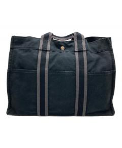 中古・古着通販】HERMES (エルメス) キャンバストートバッグ ネイビー