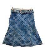 BURBERRY BLUE LABELバーバリーロンドンブルーレーベル）の古着「ノヴァチェックデニムスカート」｜インディゴ