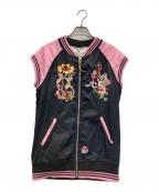 DIESELディーゼル）の古着「N/Sスカジャン」｜ブラック×ピンク