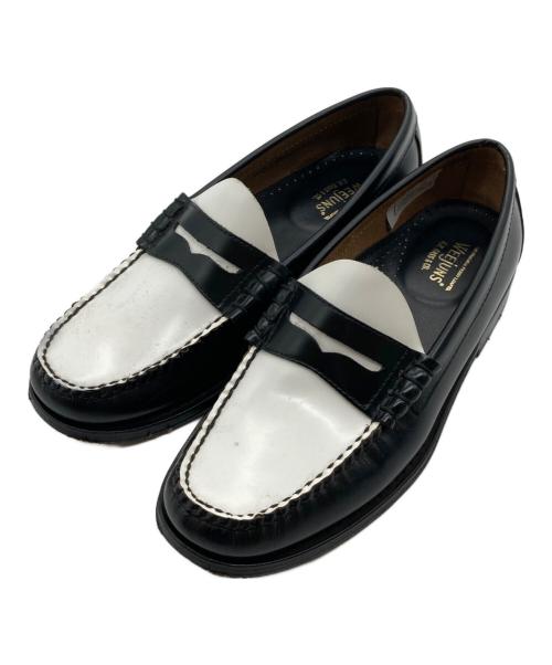 G.H.BASS（ジーエイチバス）G.H.BASS (ジーエイチバス) コインローファー ホワイト×ブラック サイズ:40の古着・服飾アイテム