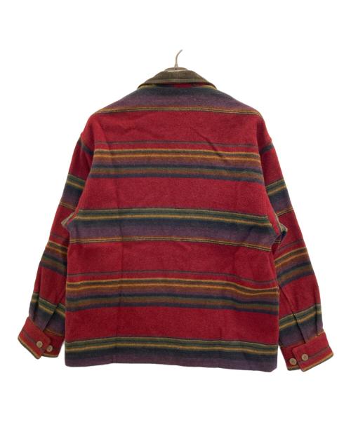WOOLRICH（ウールリッチ）WOOLRICH (ウールリッチ) 90s ボーダーウールジャケット レッド サイズ:Mの古着・服飾アイテム