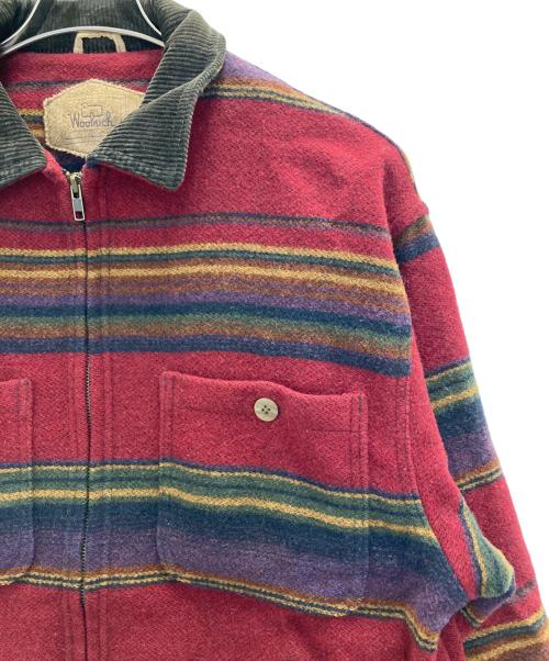 WOOLRICH（ウールリッチ）WOOLRICH (ウールリッチ) 90s ボーダーウールジャケット レッド サイズ:Mの古着・服飾アイテム