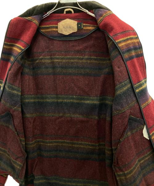 WOOLRICH（ウールリッチ）WOOLRICH (ウールリッチ) 90s ボーダーウールジャケット レッド サイズ:Mの古着・服飾アイテム