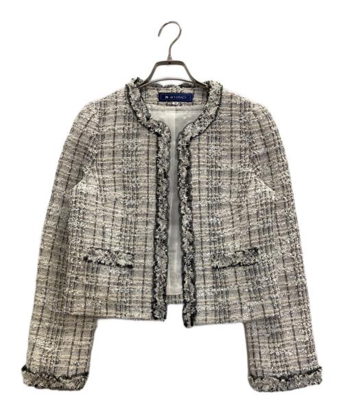 M'S GRACY（エムズグレイシー）M'S GRACY (エムズグレイシー) レースツイードジャケット ホワイト サイズ:38の古着・服飾アイテム