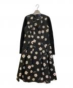 M'S GRACYエムズグレイシー）の古着「フラワーモチーフワンピース」｜ブラック