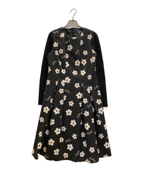 M'S GRACY（エムズグレイシー）M'S GRACY (エムズグレイシー) フラワーモチーフワンピース ブラック サイズ:38の古着・服飾アイテム