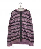 BURBERRY BLACK LABELバーバリーブラックレーベル）の古着「border cotton knit parka」｜ピンク