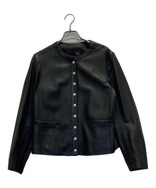 23区（ニジュウサンク）23区 (ニジュウサンク) シープレザー ノーカラー レザージャケット ブラック サイズ:38の古着・服飾アイテム