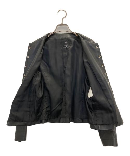 23区（ニジュウサンク）23区 (ニジュウサンク) シープレザー ノーカラー レザージャケット ブラック サイズ:38の古着・服飾アイテム