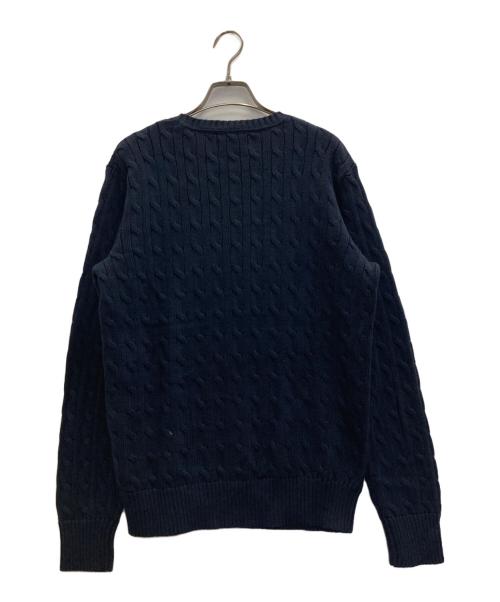POLO RALPH LAUREN（ポロ・ラルフローレン）POLO RALPH LAUREN (ポロ・ラルフローレン) ポニー刺繍ケーブルニット ネイビー サイズ:XLの古着・服飾アイテム