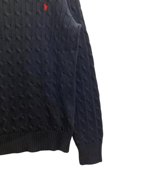 POLO RALPH LAUREN（ポロ・ラルフローレン）POLO RALPH LAUREN (ポロ・ラルフローレン) ポニー刺繍ケーブルニット ネイビー サイズ:XLの古着・服飾アイテム