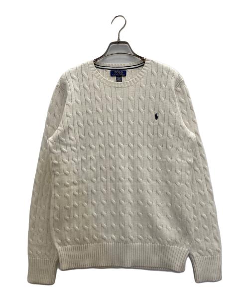 POLO RALPH LAUREN（ポロ・ラルフローレン）POLO RALPH LAUREN (ポロ・ラルフローレン) ポニー刺繍ケーブルニット アイボリー サイズ:XLの古着・服飾アイテム