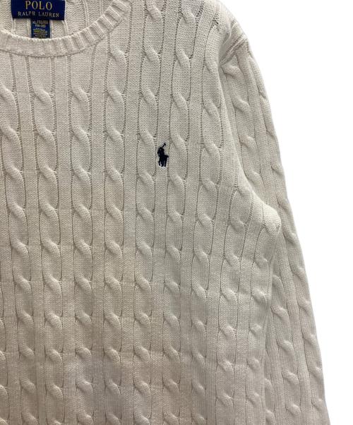 POLO RALPH LAUREN（ポロ・ラルフローレン）POLO RALPH LAUREN (ポロ・ラルフローレン) ポニー刺繍ケーブルニット アイボリー サイズ:XLの古着・服飾アイテム