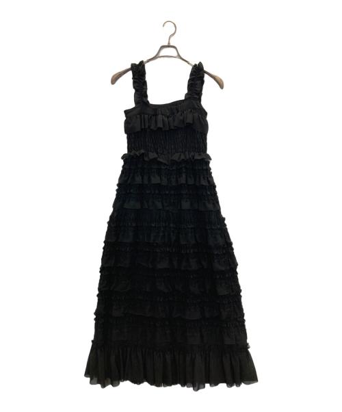 Snidel（スナイデル）Snidel (スナイデル) ショルダーリボンキャミワンピ ブラックの古着・服飾アイテム