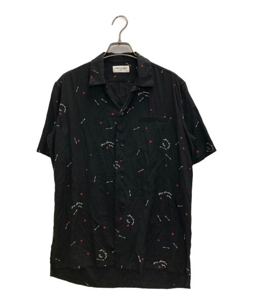 Saint Laurent Paris（サンローランパリ）Saint Laurent Paris (サンローランパリ) キューピッド プリント 総柄 半袖シャツ ブラック サイズ:37の古着・服飾アイテム